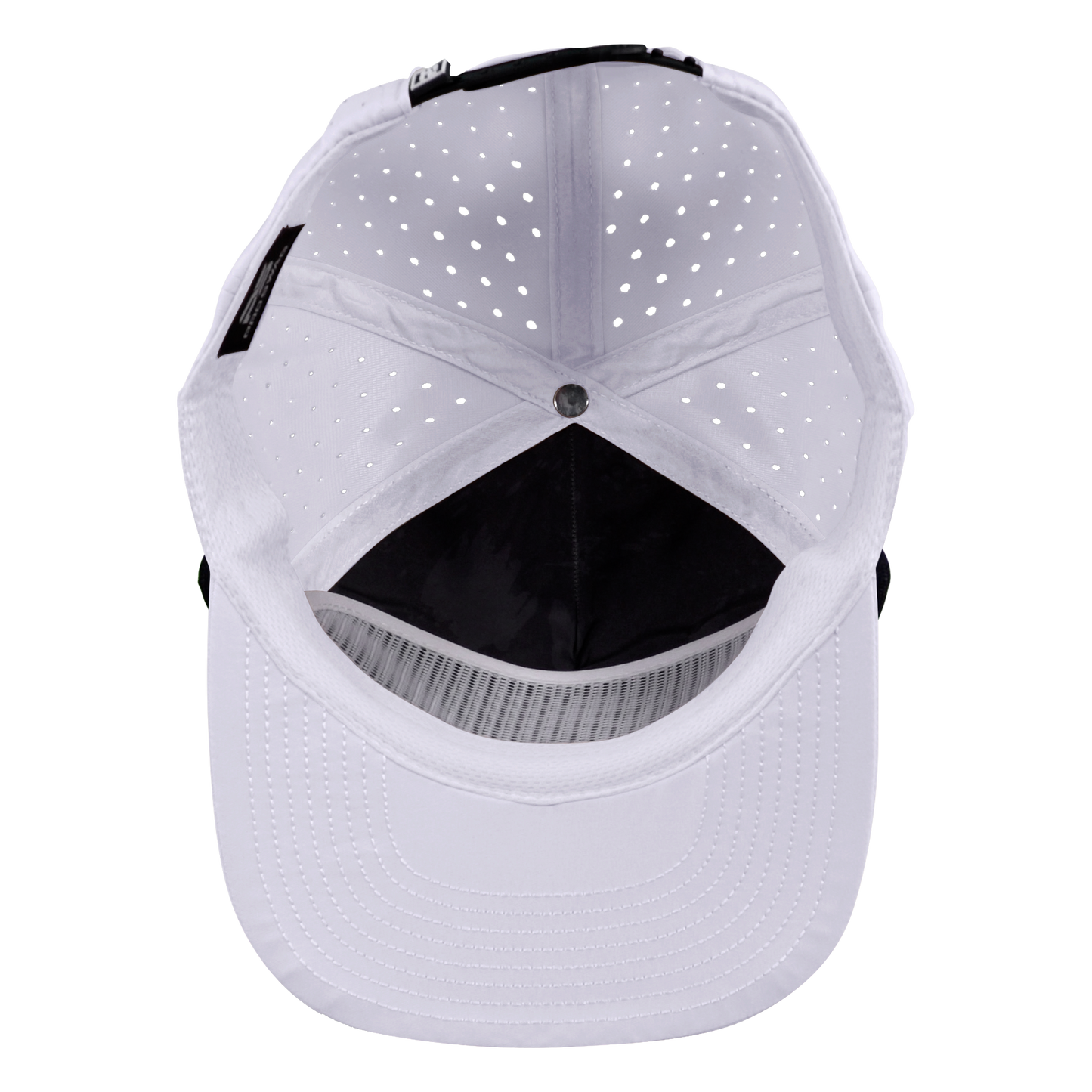 5-Panel Waterproof Non-Structured Golf Hat with Visor Rope - Salt White with Black Rope