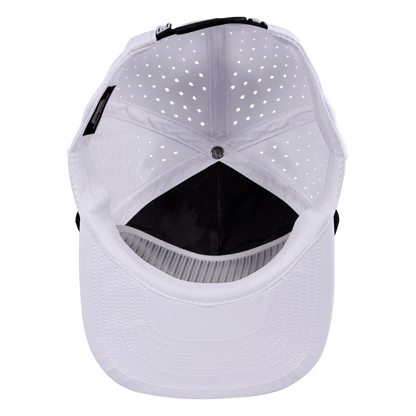 5-Panel Waterproof Non-Structured Golf Hat with Visor Rope - Salt White with Black Rope