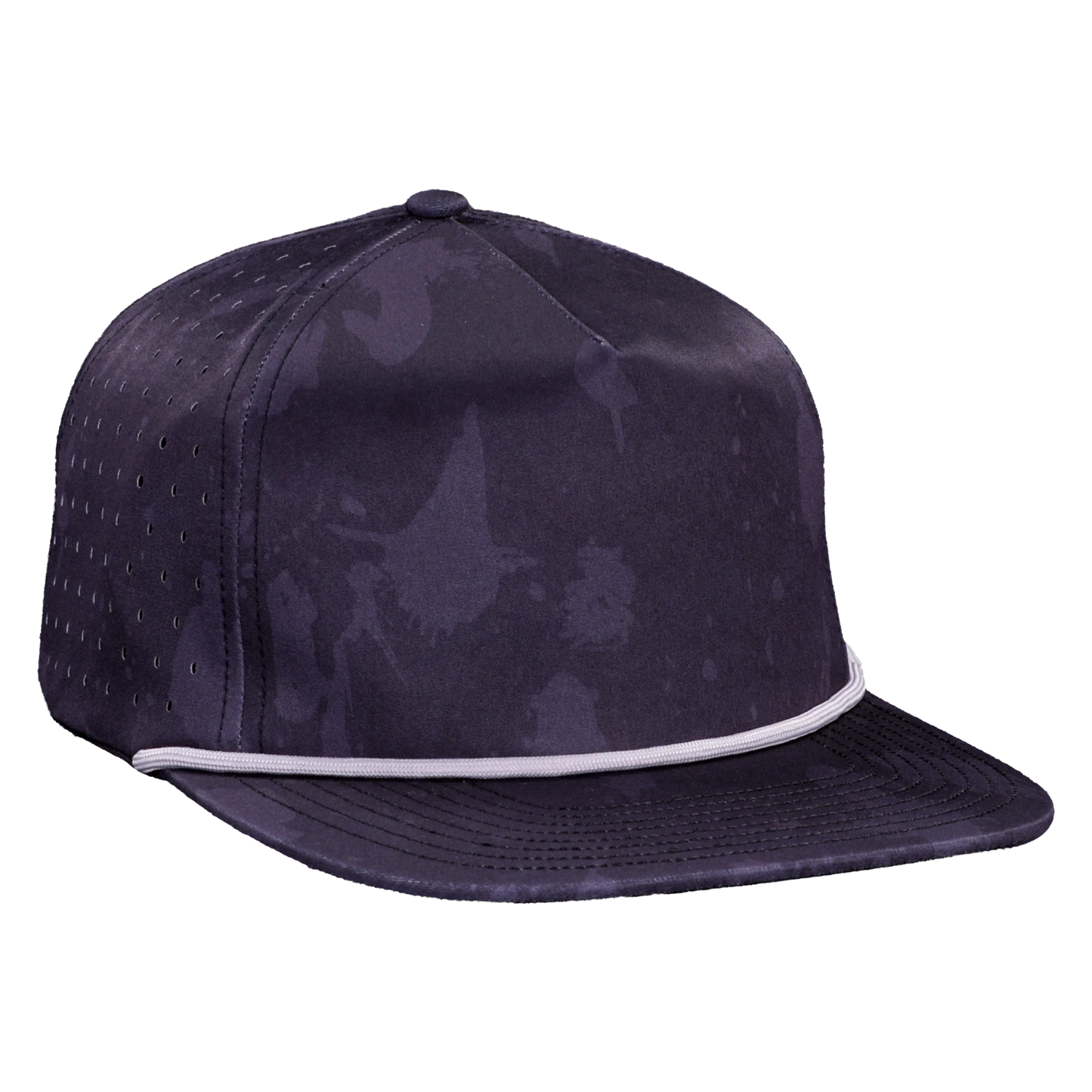 5-Panel Waterproof Non-Structured Golf Hat with Visor Rope - Volcanic Camo