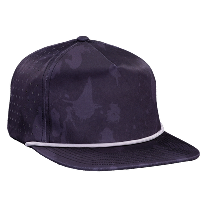 5-Panel Waterproof Non-Structured Golf Hat with Visor Rope - Volcanic Camo