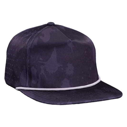 5-Panel Waterproof Non-Structured Golf Hat with Visor Rope - Volcanic Camo