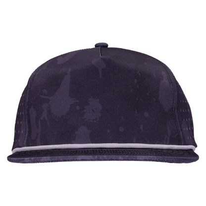 5-Panel Waterproof Non-Structured Golf Hat with Visor Rope - Volcanic Camo