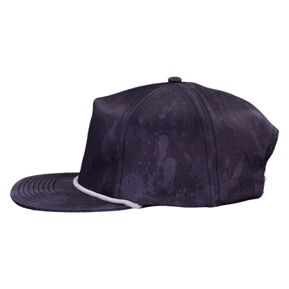 5-Panel Waterproof Non-Structured Golf Hat with Visor Rope - Volcanic Camo