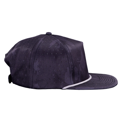 5-Panel Waterproof Non-Structured Golf Hat with Visor Rope - Volcanic Camo