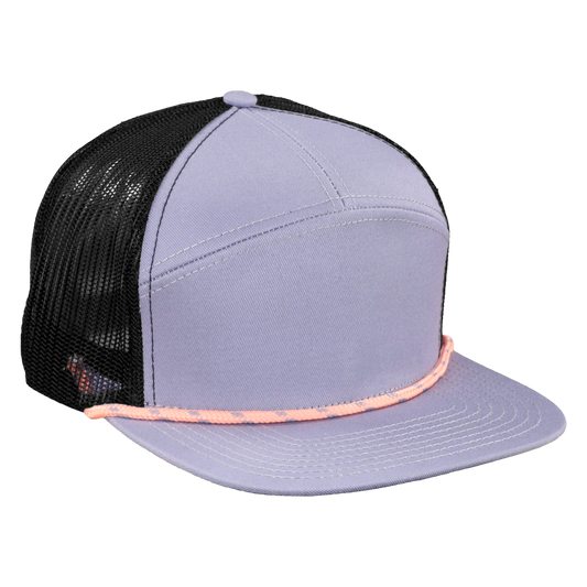 *Limited Stock* High-Profile 7-Panel Hat with Visor Rope - Dove Gray