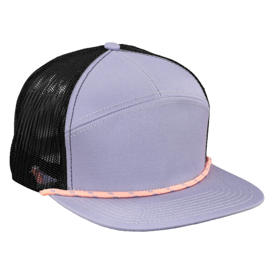 *Limited Stock* High-Profile 7-Panel Hat with Visor Rope - Dove Gray