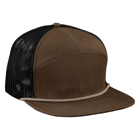 *Limited Stock* High-Profile 7-Panel Hat with Visor Rope - Foliage Brown