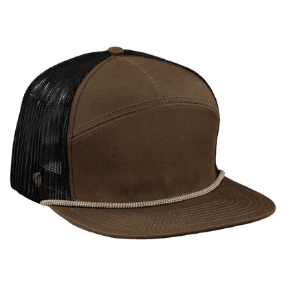 *Limited Stock* High-Profile 7-Panel Hat with Visor Rope - Foliage Brown