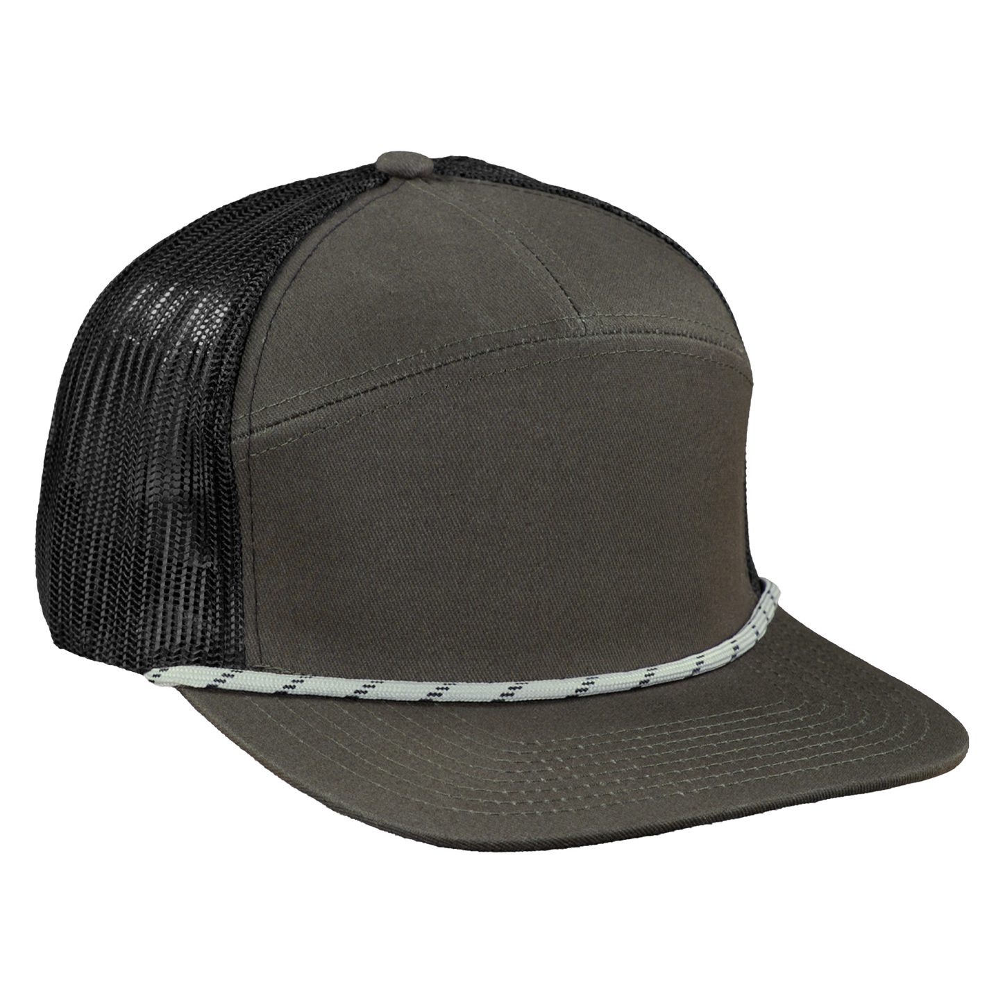 *Limited Stock* High-Profile 7-Panel Hat with Visor Rope - Fossil Gray