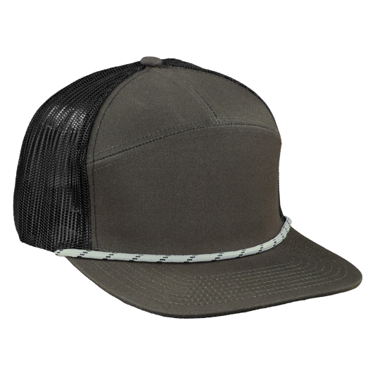 *Limited Stock* High-Profile 7-Panel Hat with Visor Rope - Fossil Gray