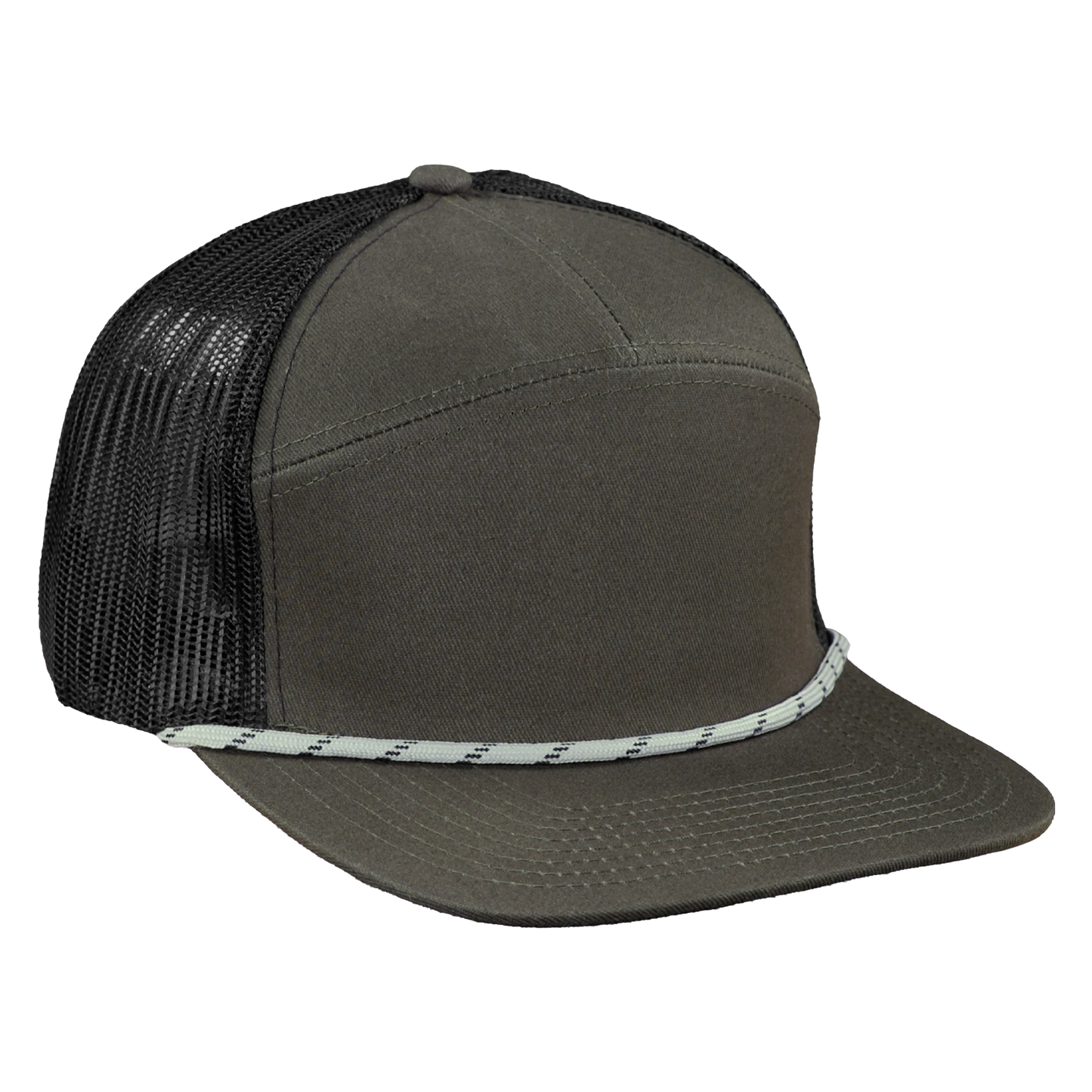 *Limited Stock* High-Profile 7-Panel Hat with Visor Rope - Fossil Gray