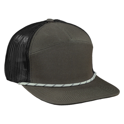 *Limited Stock* High-Profile 7-Panel Hat with Visor Rope - Fossil Gray