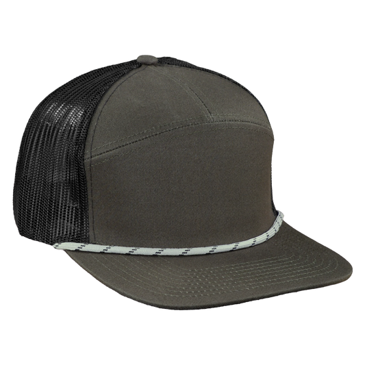 *Limited Stock* High-Profile 7-Panel Hat with Visor Rope - Fossil Gray