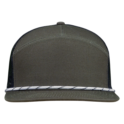 *Limited Stock* High-Profile 7-Panel Hat with Visor Rope - Fossil Gray
