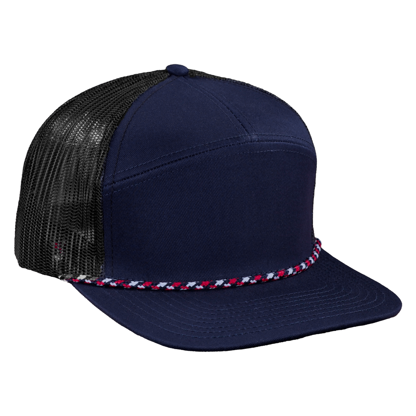 *Limited Stock* High-Profile 7-Panel Hat with Visor Rope - Midnight Blue
