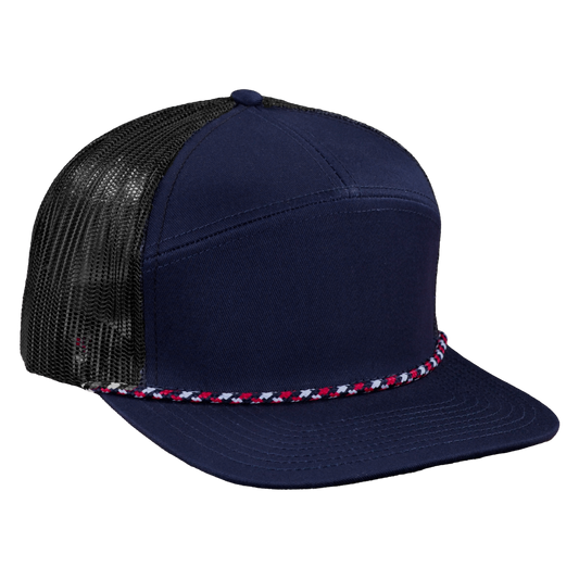 *Limited Stock* High-Profile 7-Panel Hat with Visor Rope - Midnight Blue