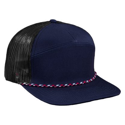 *Limited Stock* High-Profile 7-Panel Hat with Visor Rope - Midnight Blue