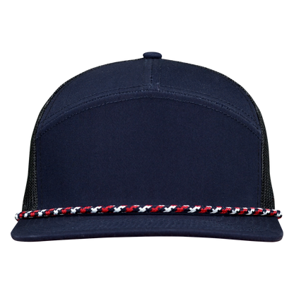 *Limited Stock* High-Profile 7-Panel Hat with Visor Rope - Midnight Blue
