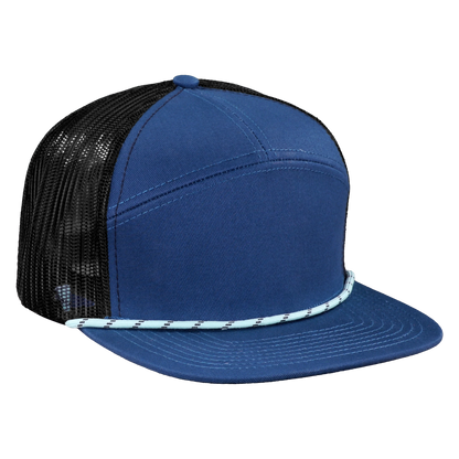 *Limited Stock* High-Profile 7-Panel Hat with Visor Rope - Pelagic Blue