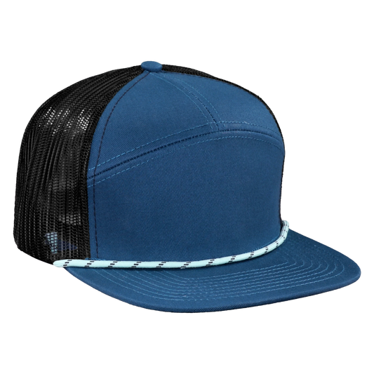 *Limited Stock* High-Profile 7-Panel Hat with Visor Rope - Pelagic Blue