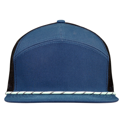 *Limited Stock* High-Profile 7-Panel Hat with Visor Rope - Pelagic Blue