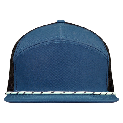 *Limited Stock* High-Profile 7-Panel Hat with Visor Rope - Pelagic Blue
