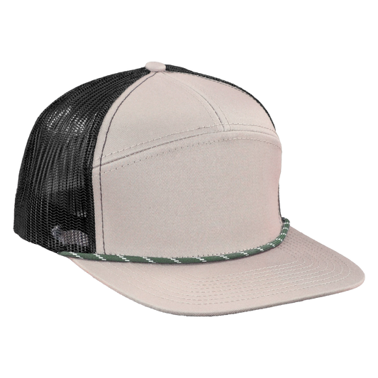 *Limited Stock* High-Profile 7-Panel Hat with Visor Rope - Pewter Tan