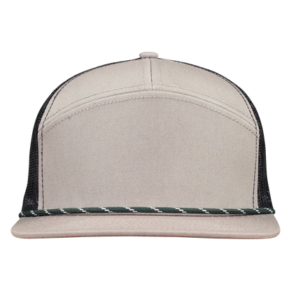 *Limited Stock* High-Profile 7-Panel Hat with Visor Rope - Pewter Tan