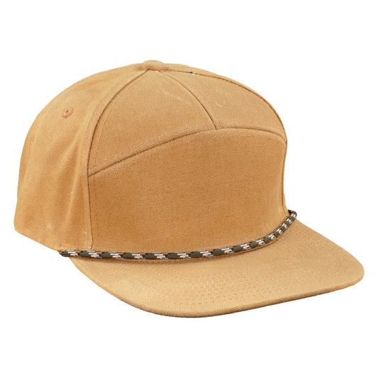 Premium Wax Canvas 7-Panel Hat with Visor Rope - Sahara Tan