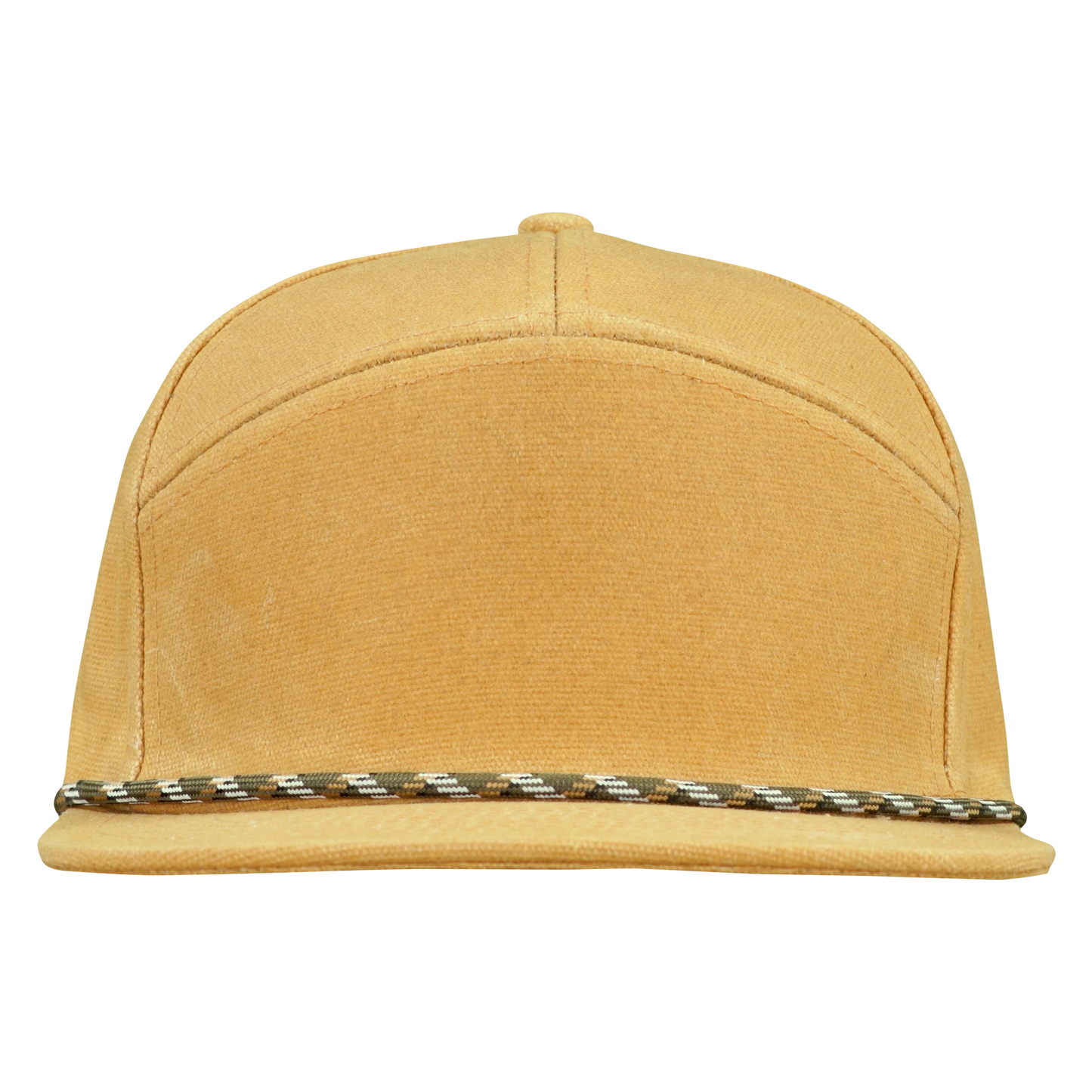 Premium Wax Canvas 7-Panel Hat with Visor Rope - Sahara Tan