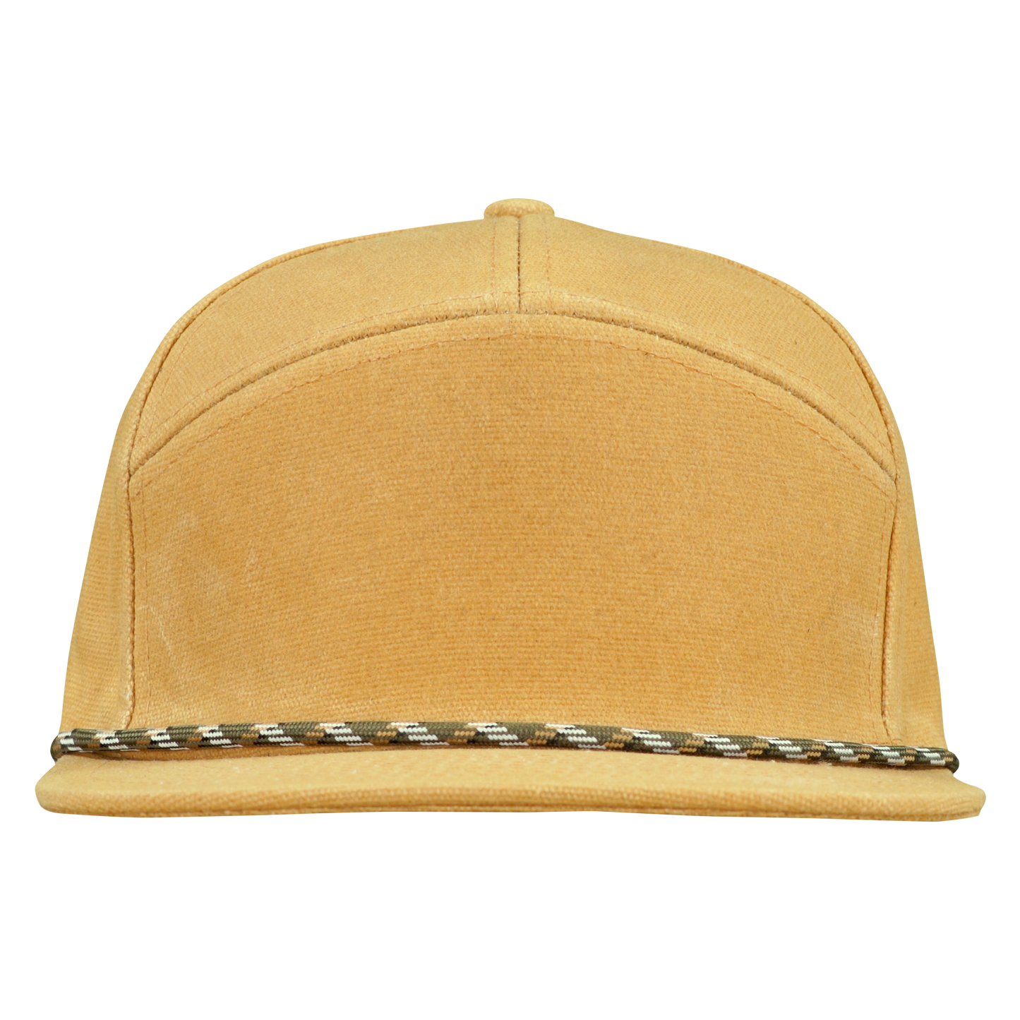 Premium Wax Canvas 7-Panel Hat with Visor Rope - Sahara Tan