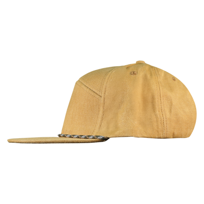 Premium Wax Canvas 7-Panel Hat with Visor Rope - Sahara Tan