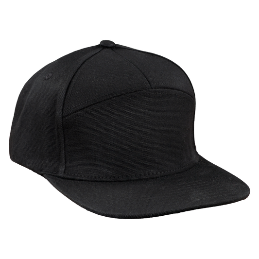 Premium Wax Canvas 7-Panel Hat - Sable Black