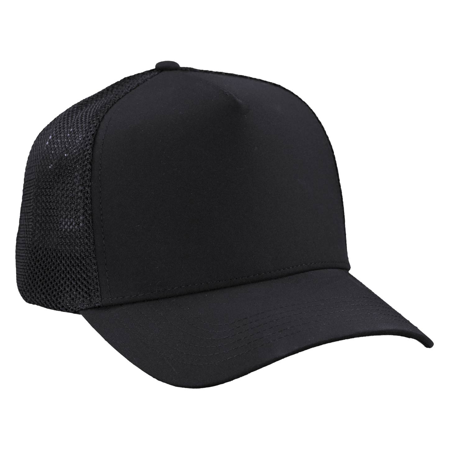 Structured 5-Panel Trucker Hat - Sable Black