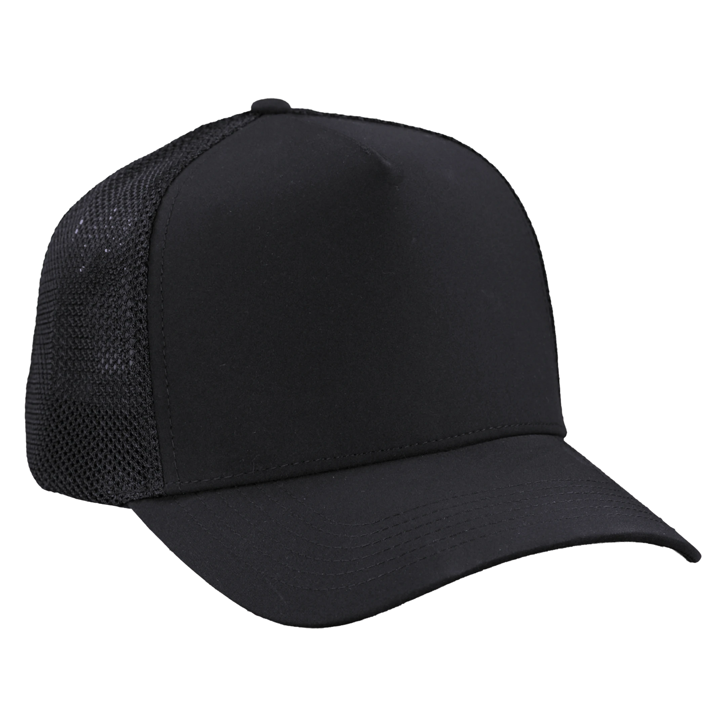 Structured 5-Panel Trucker Hat - Sable Black