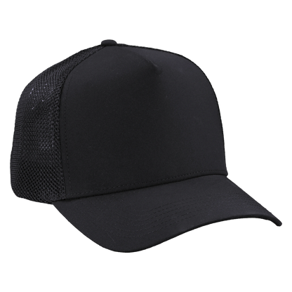 Structured 5-Panel Trucker Hat - Sable Black