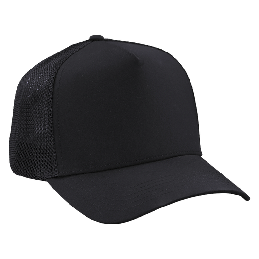 Structured 5-Panel Trucker Hat - Sable Black