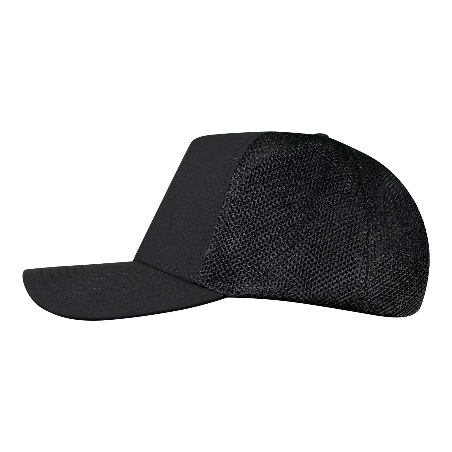 Structured 5-Panel Trucker Hat - Sable Black