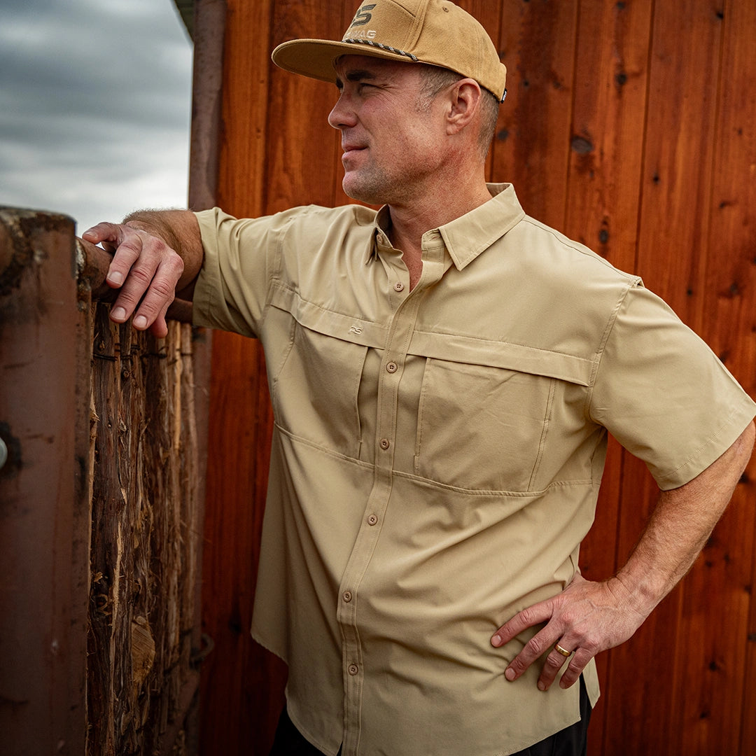 *Limited Stock* Pro Series Flex Short Sleeve Fishing Shirt - Sands Tan