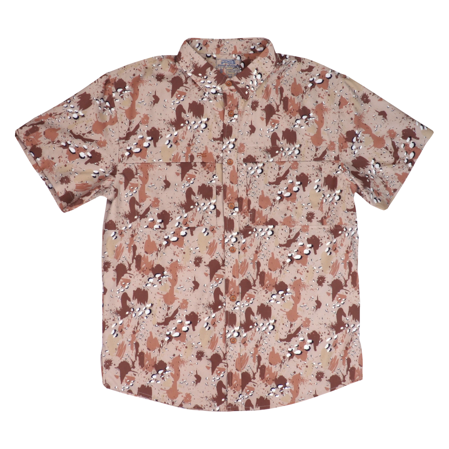 Premium Series Camo Short Sleeve Fishing Shirt - Chocolate Chip