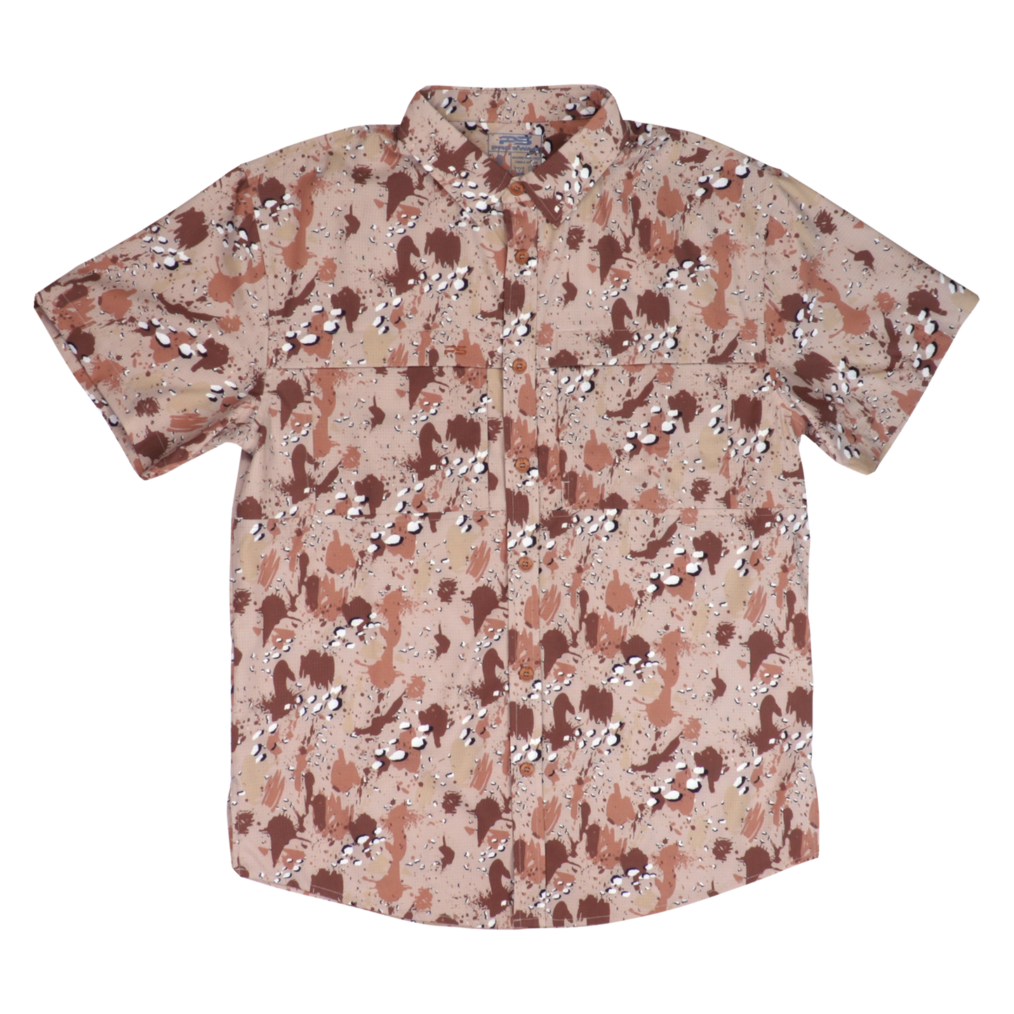 Premium Series Camo Short Sleeve Fishing Shirt - Chocolate Chip
