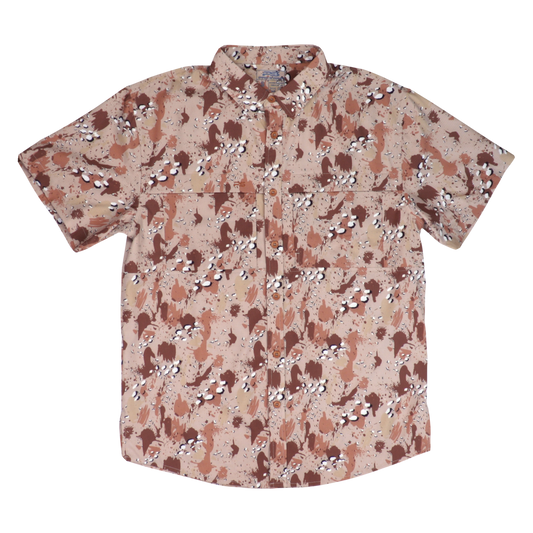Premium Series Camo Short Sleeve Fishing Shirt - Chocolate Chip