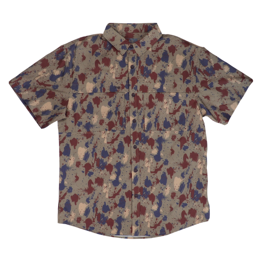 Premium Series Camo Short Sleeve Fishing Shirt - Clay