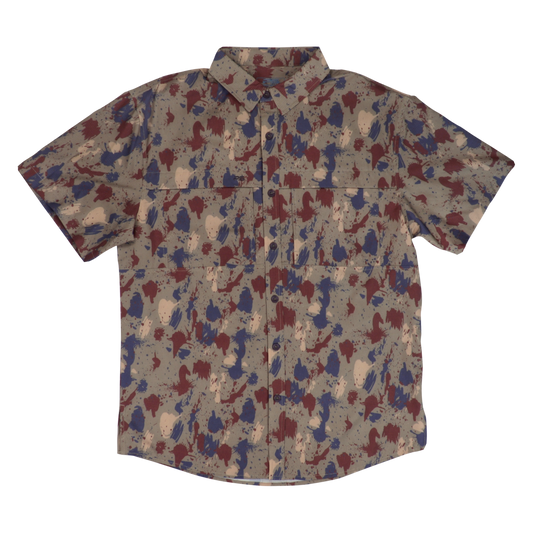 Premium Series Camo Short Sleeve Fishing Shirt - Clay
