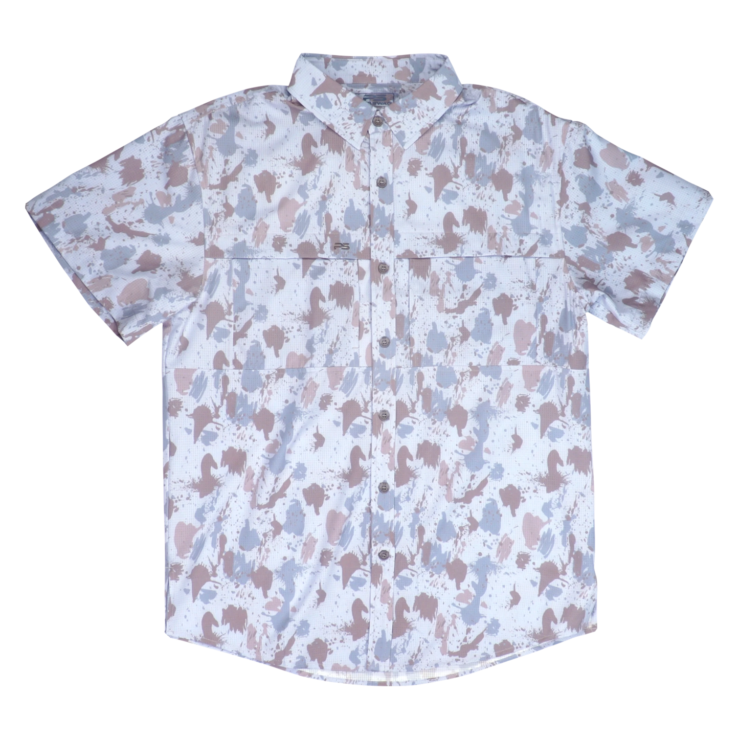 Premium Series Camo Short Sleeve Fishing Shirt - Glacial
