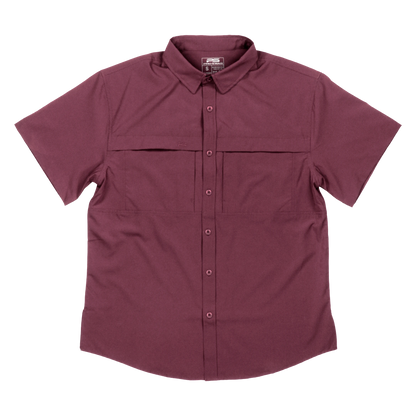 Premium Series Short Sleeve Fishing Shirt - Sangria Maroon