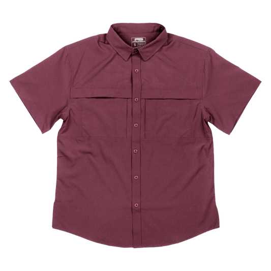 Premium Series Short Sleeve Fishing Shirt - Sangria Maroon