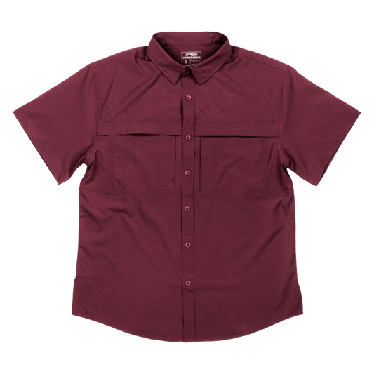 Premium Series Short Sleeve Fishing Shirt - Sangria Maroon