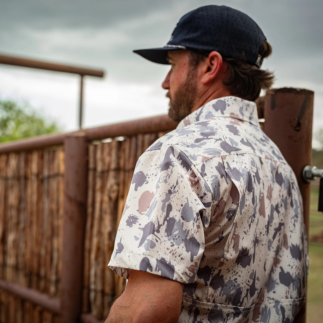 Premium Series Camo Short Sleeve Fishing Shirt - Arctic