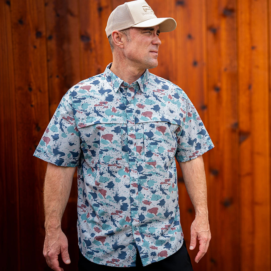 Premium Series Camo Short Sleeve Fishing Shirt - Baja Camo